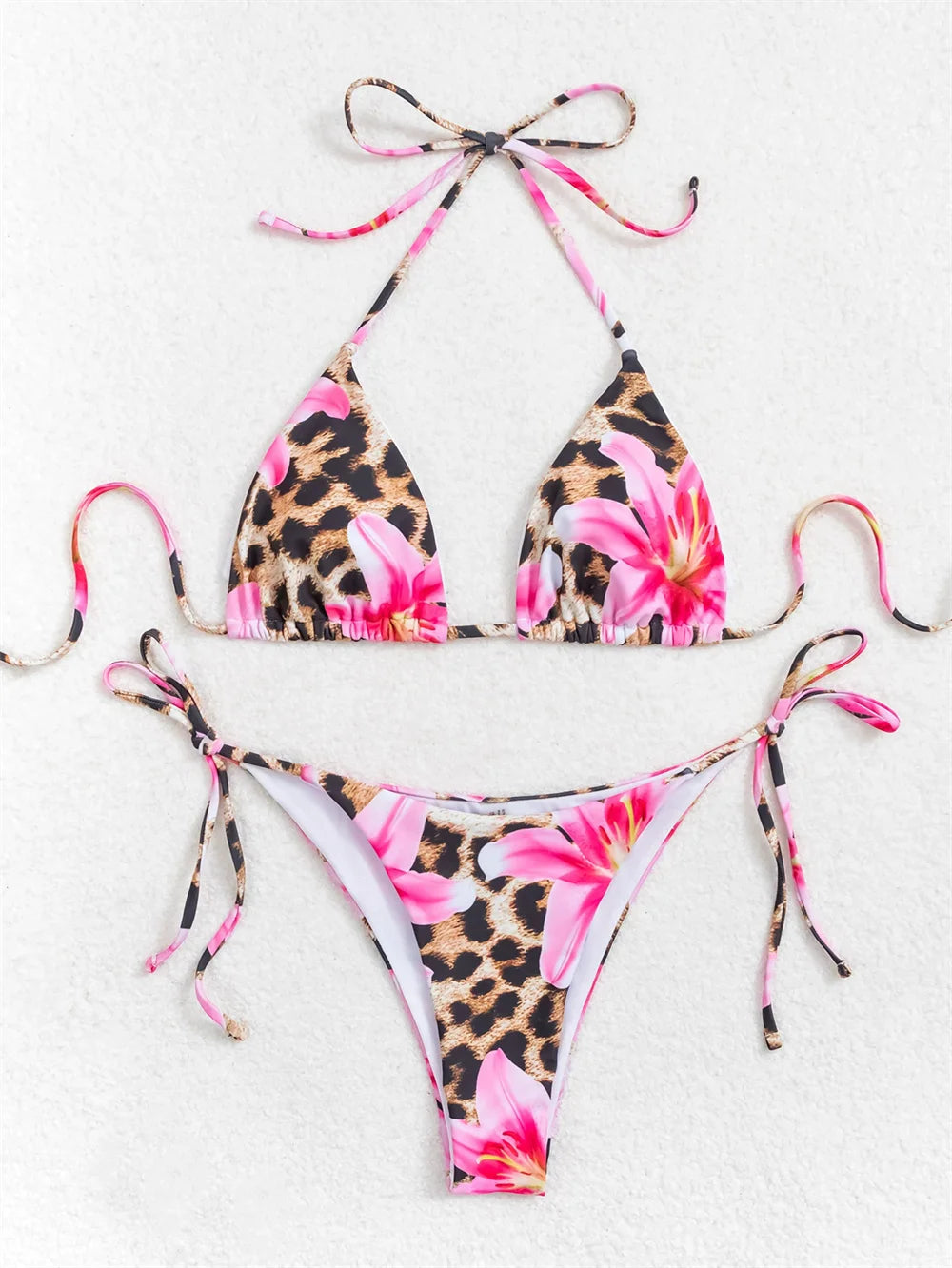 Bikini 3-częściowe z kwiatowym wzorem